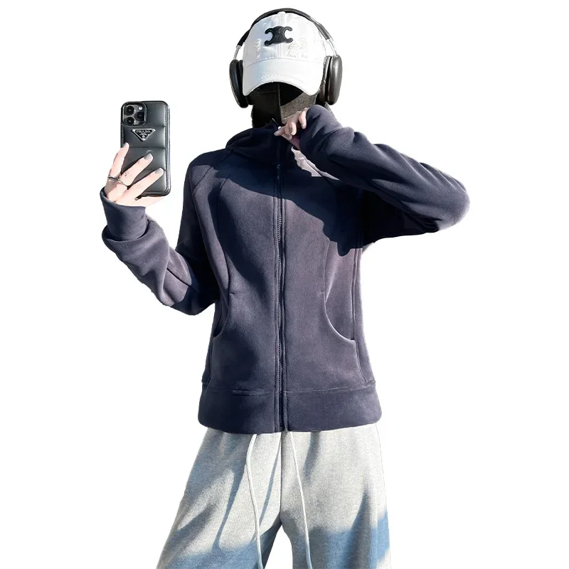 لولو المرأة هوديي البلوز صوف مبطن زمم ملابس لليوجا سليم صالح الخريف الشتاء عارضة أزياء نصف الياقة العالية كم كامل #5