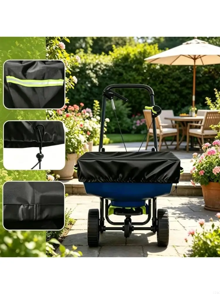 210D/420D/600D Oxford Fabric Waterproof Rain Cover For Spreader Lawn Fertilization Protector With Elastic Handle C7AC