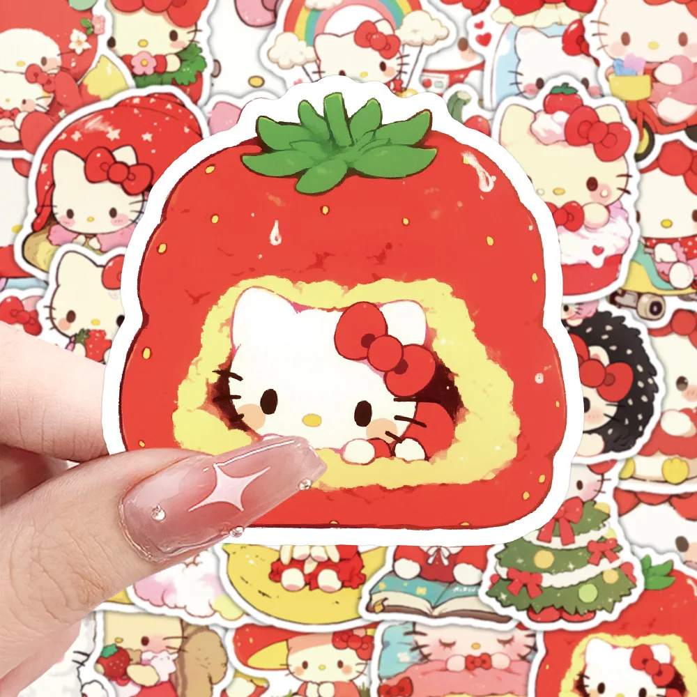 

10/30/55PCS Cute Cartoon Sanrio Red Series Hello Kitty Stickers DIY Decoration PVC Waterproof Skateboard Notebook Graffiti Toys
