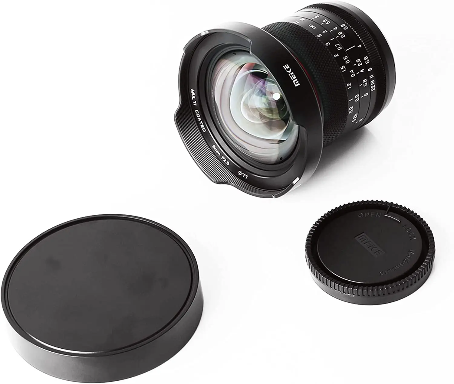 Meike 8mm F2.8 Prime Manual Focus Ultra-wide Angle and Zero Distortion Lens for Panasonic Lumix/ Olympus Micro 4/3 M43 Cameras