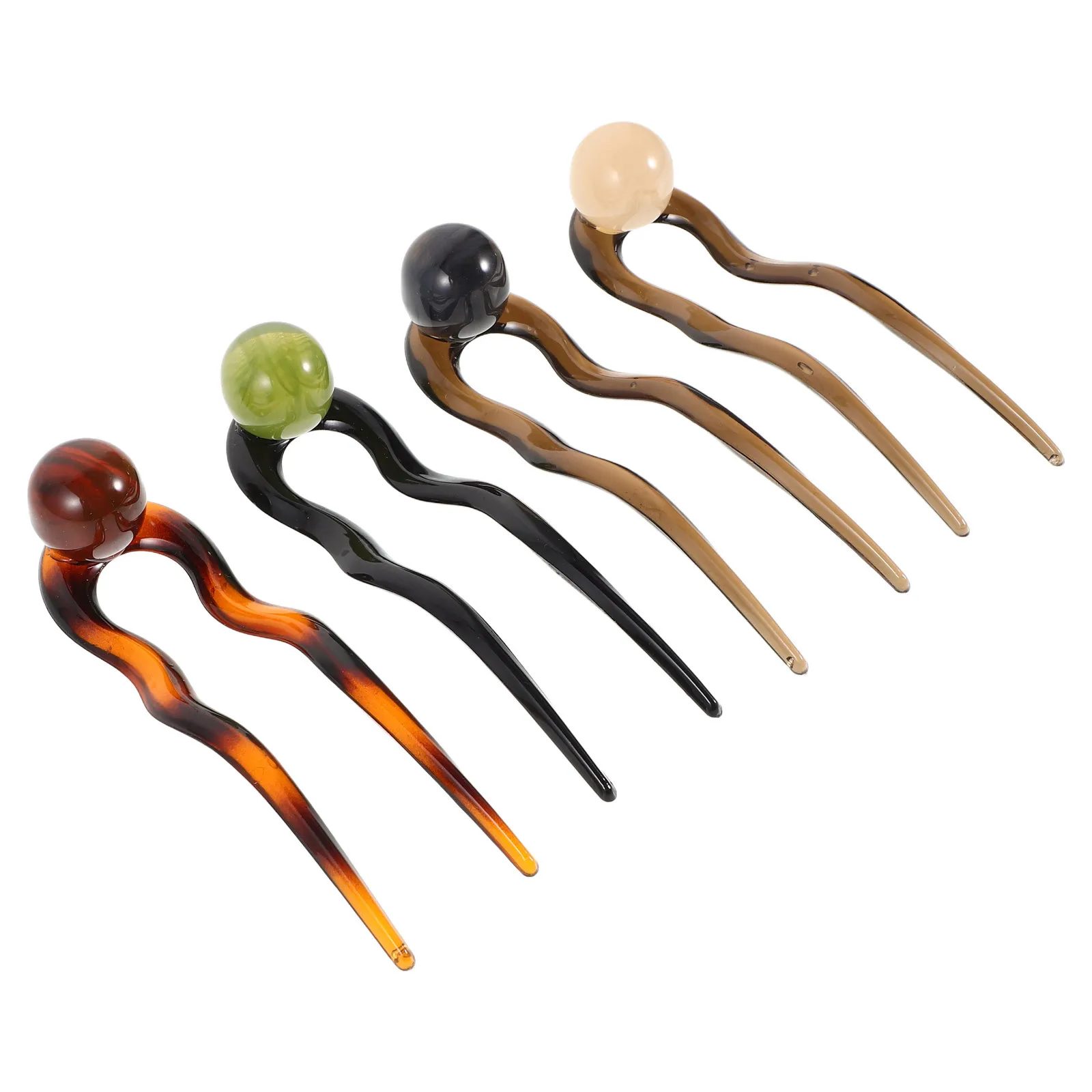 4Pcs Vintage U-Shaped Hairpins Pearl Accent Elegant Hair Styling Accessories for Chignon Updo Bun Minimalist Hair Sticks Women