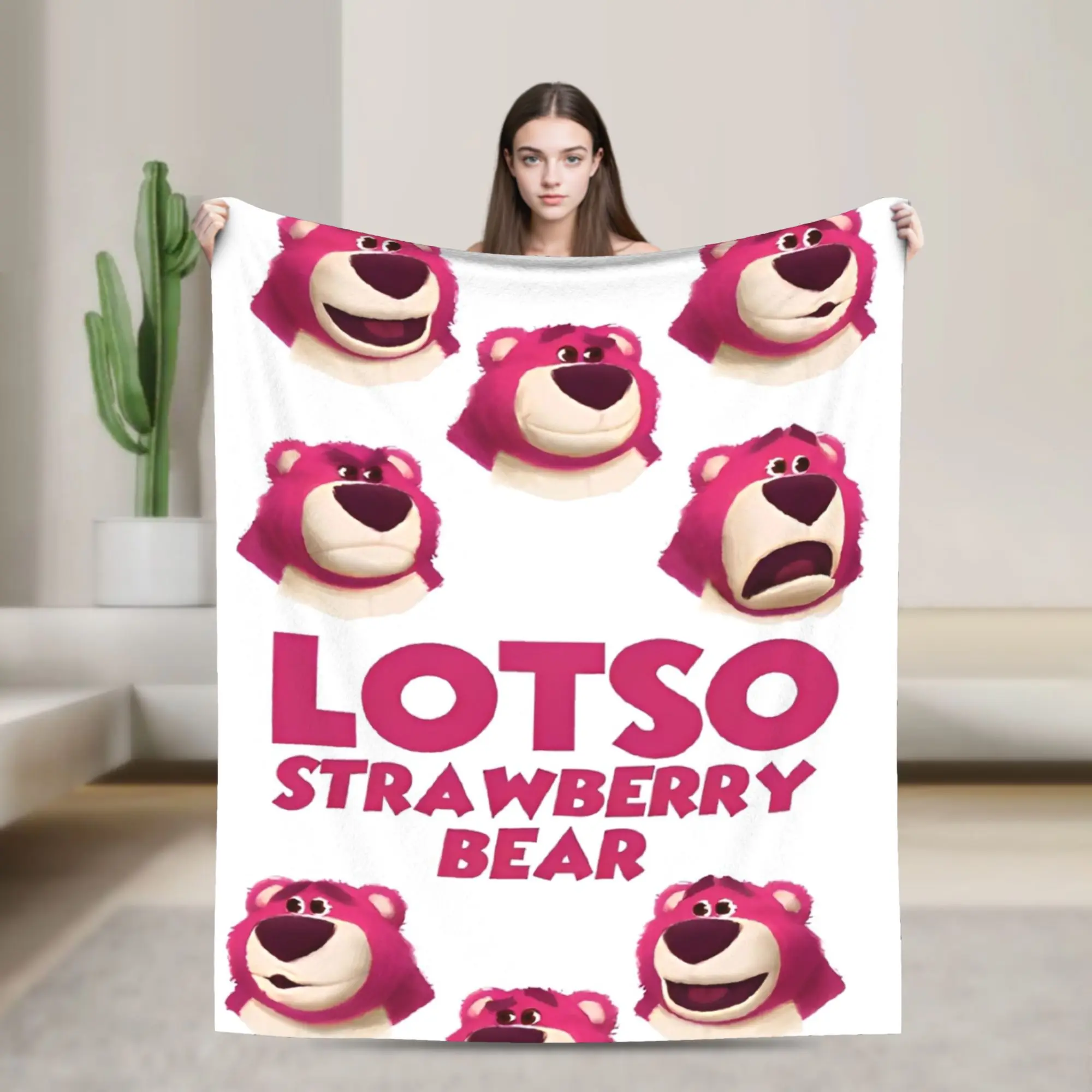 

Soft Warm Blanket Camping Lotso Cartoon Throw Blanket Flannel Bedspread For Couch Chair Comfortable Sofa Bed Cover