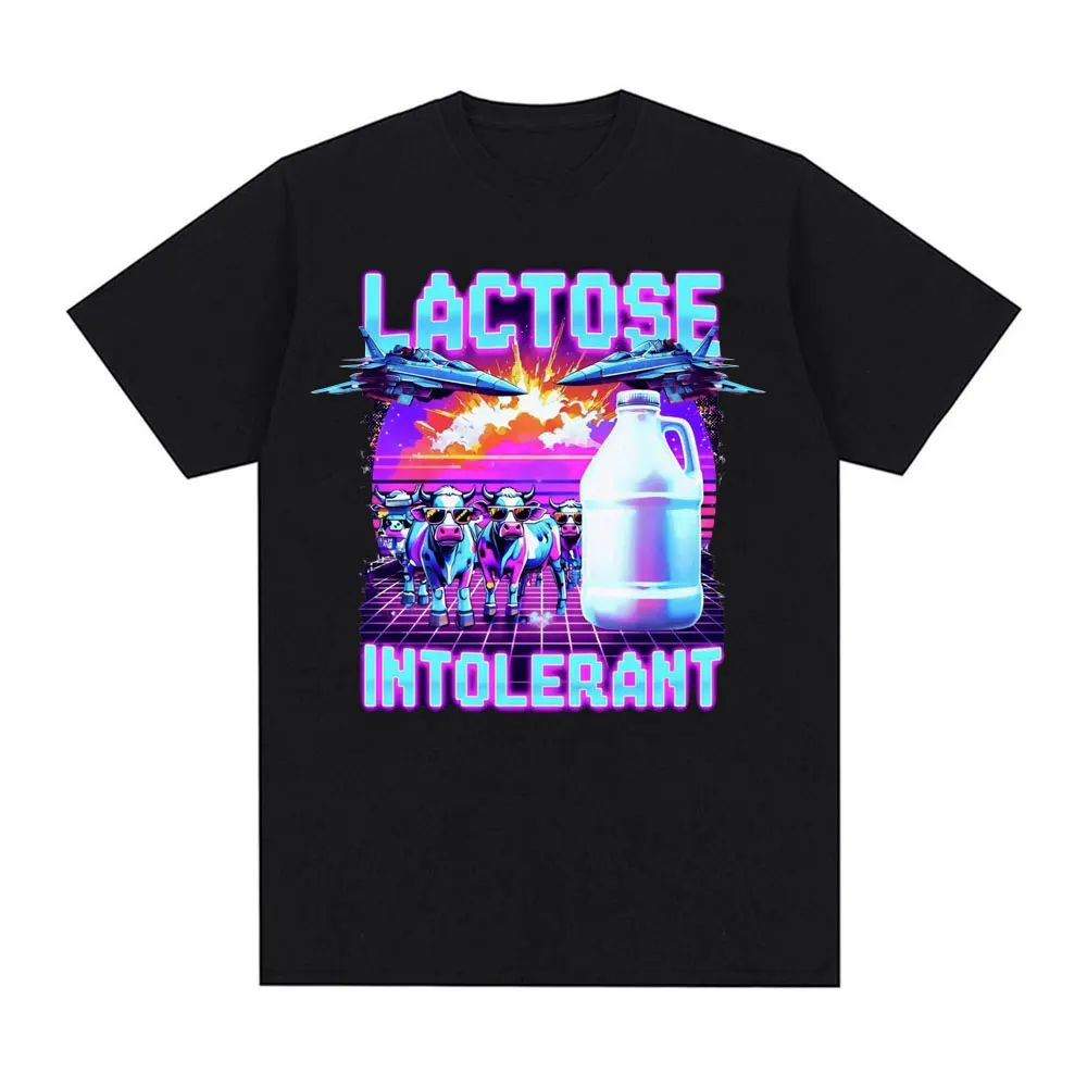Lactose Intolerant Funny Meme Tee Shirt Men Women's Vintage Casual Short Sleeve T-shirt 100% Cotton Oversized Humor T Shirt Tops image 4
