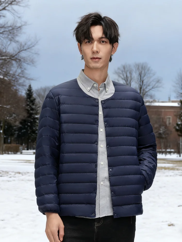 سترة رجالية خفيفة للغاية - تصميم بدون ياقة لسترة حرارية (مقاس كبير وطويل) #3