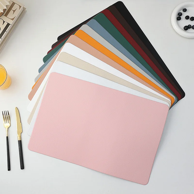 

4PCS Solid Color Placemats 30x45cm PU Place Mats Wipeable Waterproof Heat Resistant Anti-Slip Easy Clean for Kitchen Dining