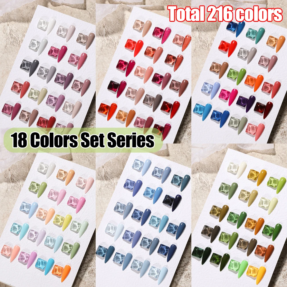 Vendeeni 18 Colors Gel Nail Polish Set Semi Permanent UV LED Soak Off Gel Varnish Pure Color Nail Art Gel Lacquer With Display