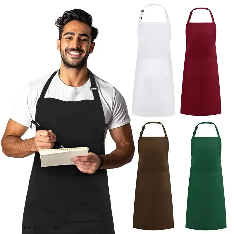 Regulowany fartuch na szelkach z kieszeniami Fartuchy kuchenne dla rodziny Fartuch szefa kuchni Catering Fartuch piekarnia Kawiarnia Kelner Pinafore Fryzjer Odzież robocza