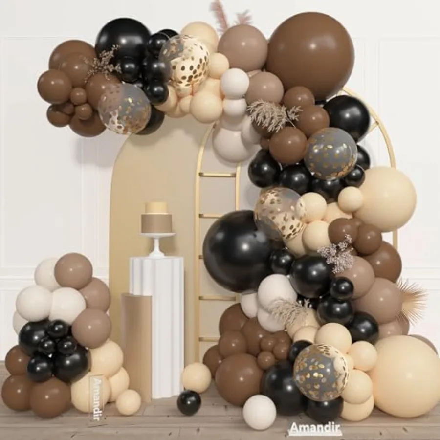 

153pcs Balloon Garland Arch Kit, Different Sizes 18 12 10 5 inch Nude Latex Metallic Confetti Balloons for Western Country Firs