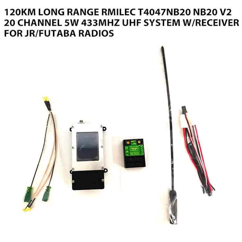 120KM Long Range RMILEC T4047NB20 NB20 V2 20 Channel 5W 433Mhz UHF System w/Receiver for JR/Futaba Radios