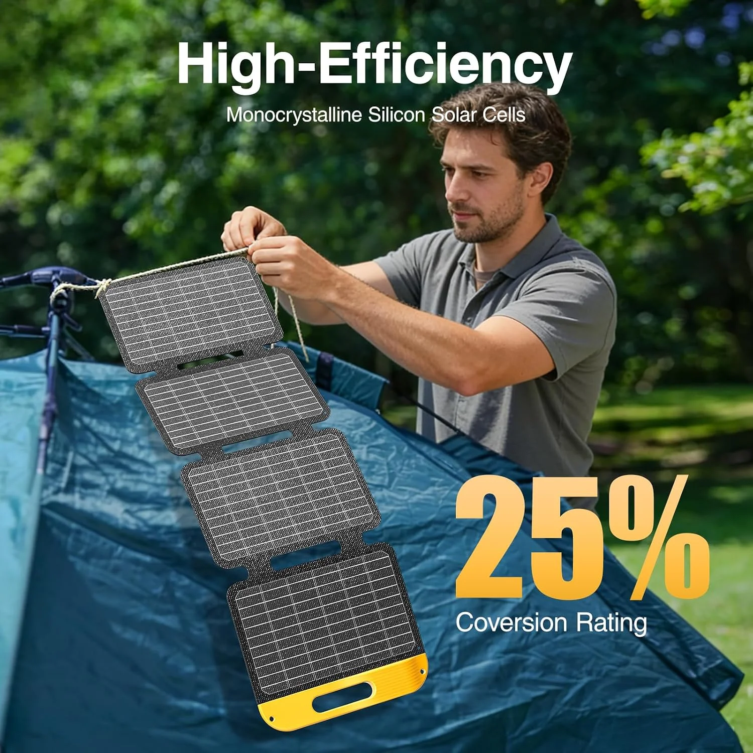 VTOMAN 40W Foldable Mini Solar Panel with USB-C & USB-A Outputs, Waterproof Solar Charger for Phones, Tablets, Jump 100 & FS300 Power Stations, Ideal for Camping, Hiking & Backpacking