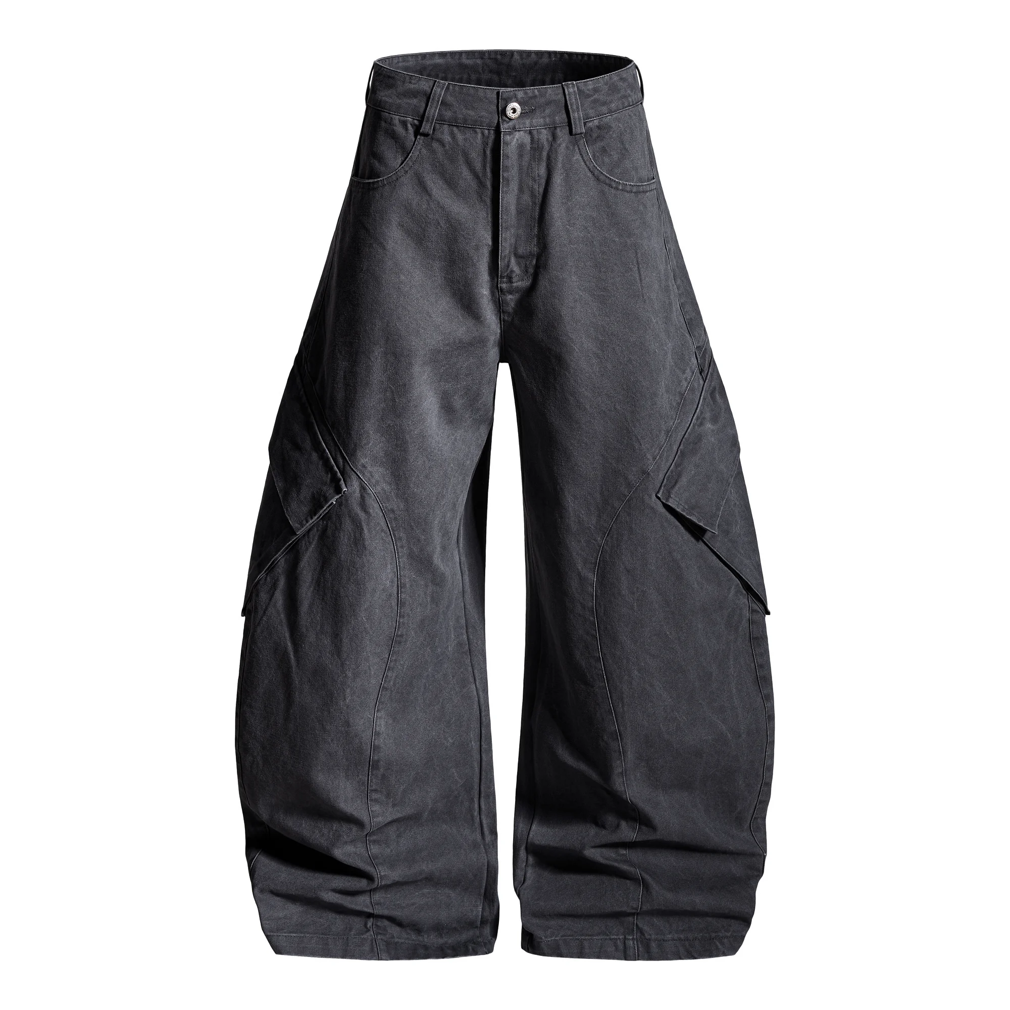 

GXFortune American Retro Work Pants Men's CleanFit Deconstructed Knife Straight Leg Cotton Casual Trousers with Big kets