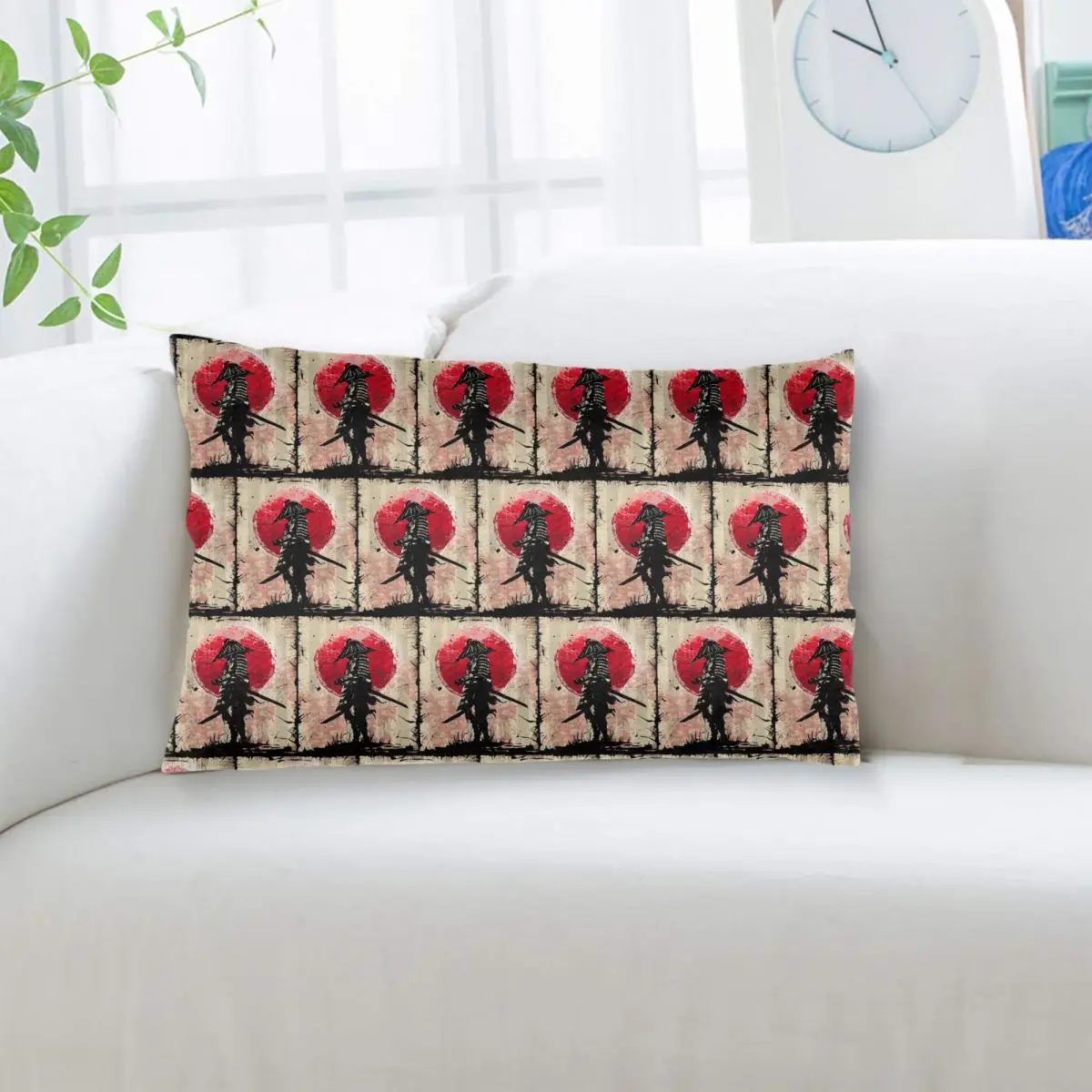 الفن الياباني الساموراي مقاتلة بوشيدو مستطيل المخدة غطاء الوسادة ديكور غرفة نوم السرير المنزل الراحة رمي وسادة