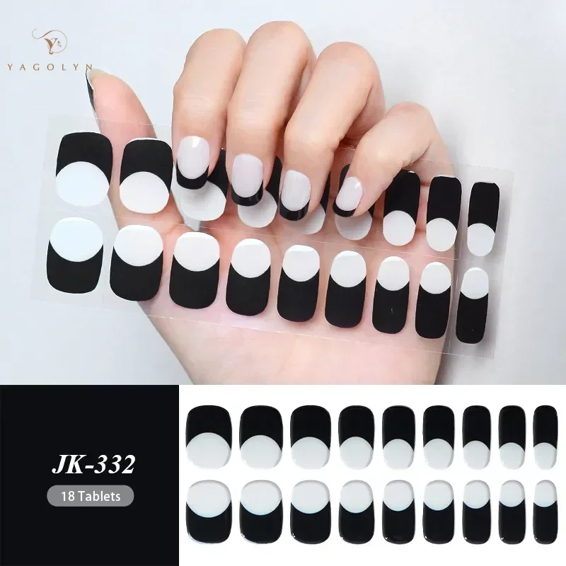 French Semi-Cured Gel Nail Patch Slider Adhesive Waterproof Long Lasting Full Cover Gel Nail Sticker UV Lamp Needed Nail Wraps