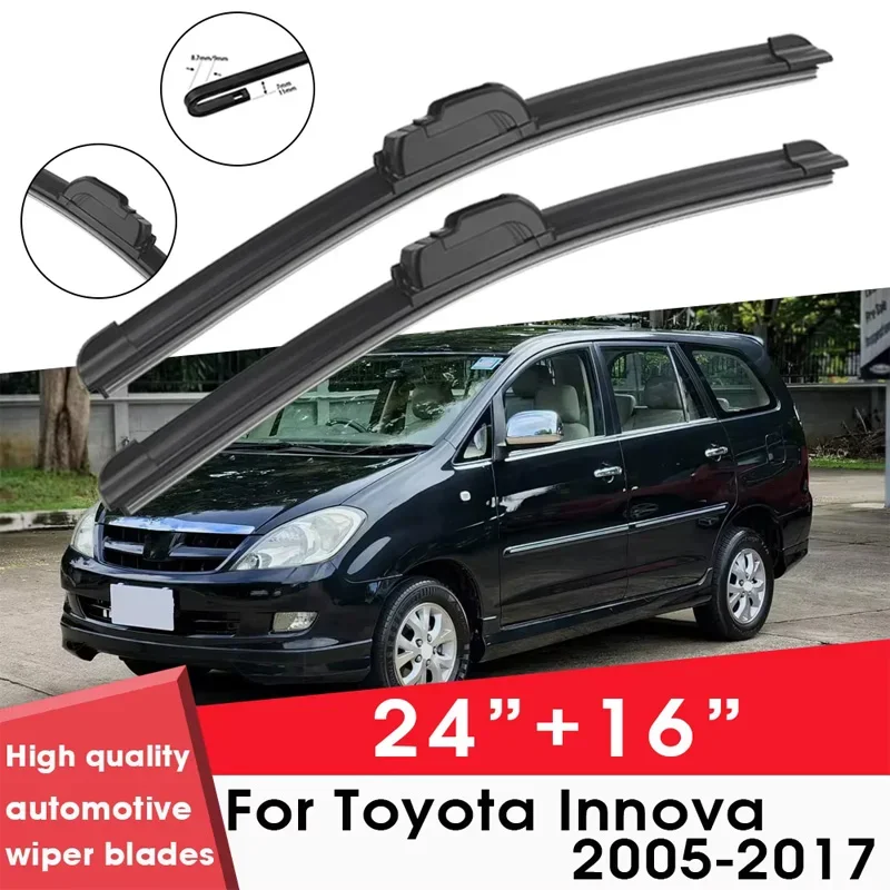 

Car Wiper Blade Blades For Toyota Innova 2005-2017 24"+16" Windshield Windscreen Clean Rubber Silicon Cars Wipers Accessories