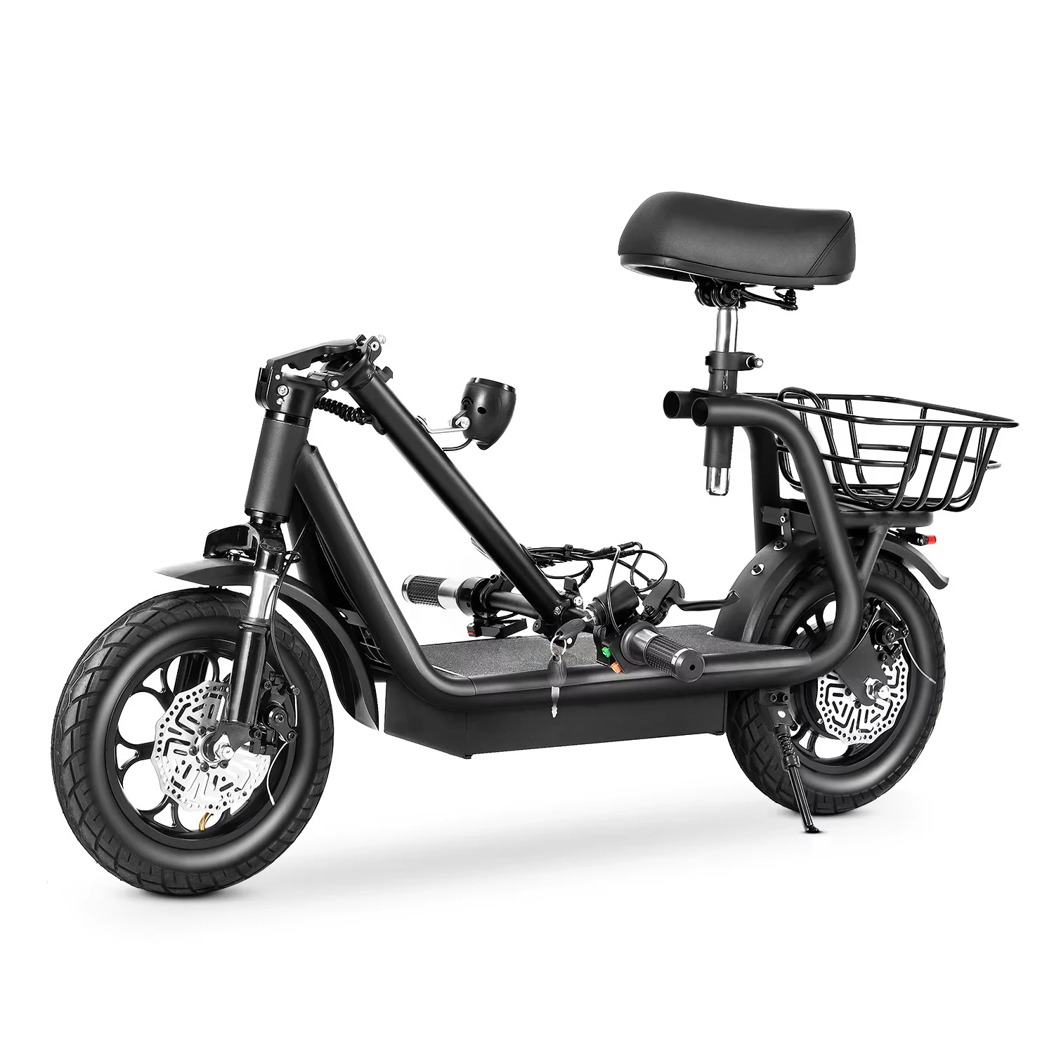 EU Electric Scooter 48v 500w 11Ah Fast 45km/h 12 Inch Small Lightweight Adult Folding with Seat and Storage Basket