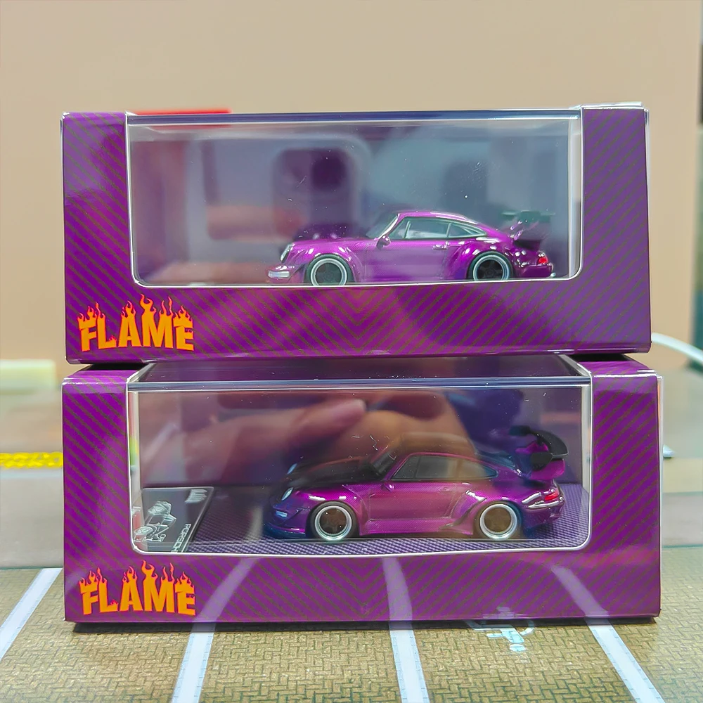 لهب 1:64 RWB 993 964 نموذج سيارة مصنوع من خليط معدني عريض الجسم باللون الأرجواني