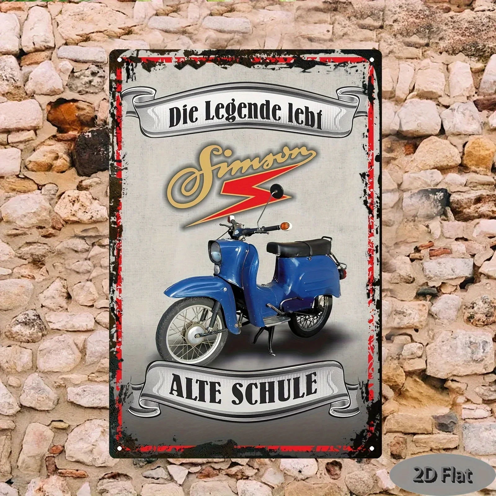 East German Simson Motorcycle Metal Sign - Retro German Poster with 