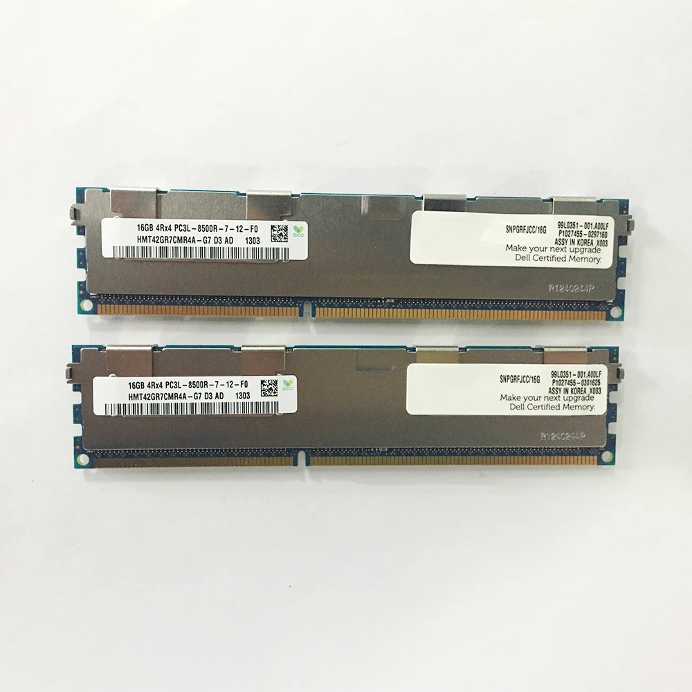 1 Stuks 16G 16Gb 4rx4 1066 Ecc Reg Ddr3l PC3L-8500R Ram Voor Sk Hynix Geheugen HMT42GR7BMR4A-G7