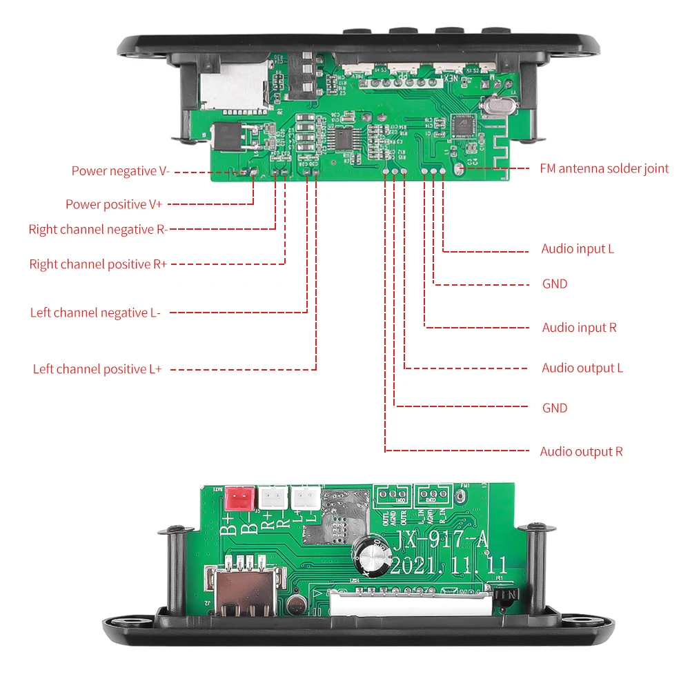 2*25W Stereo 12V 50W Amplifier Car FM Radio Module Stereo Bluetooth 5.0 MP3 Player Decoder Board Support TF USB AUX Recorders