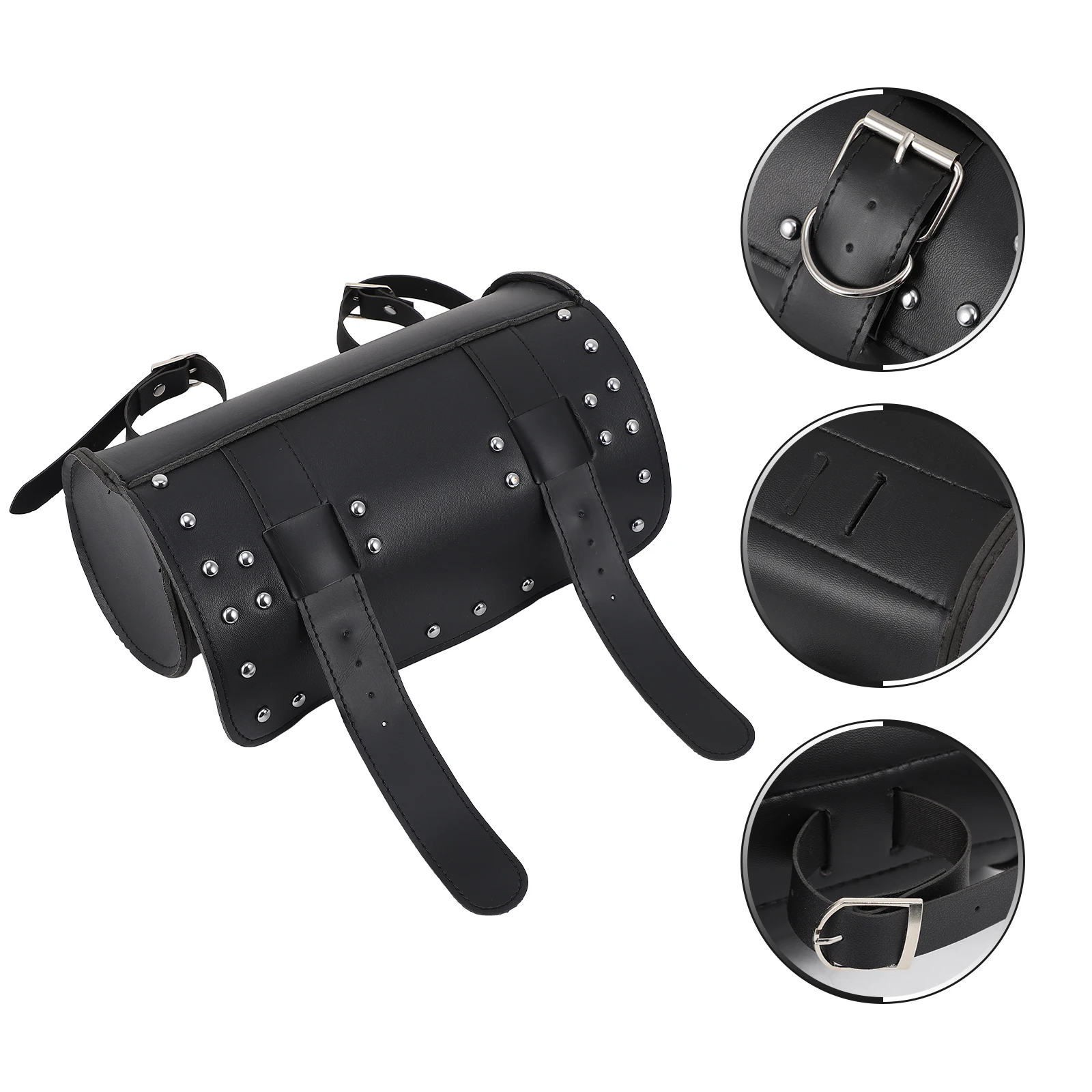 

Large Capacity Motorcycle Tool Bag Motorbike Storage Saddle Bag Black Double Layer Thick Pu Waterproof Wear Resistant