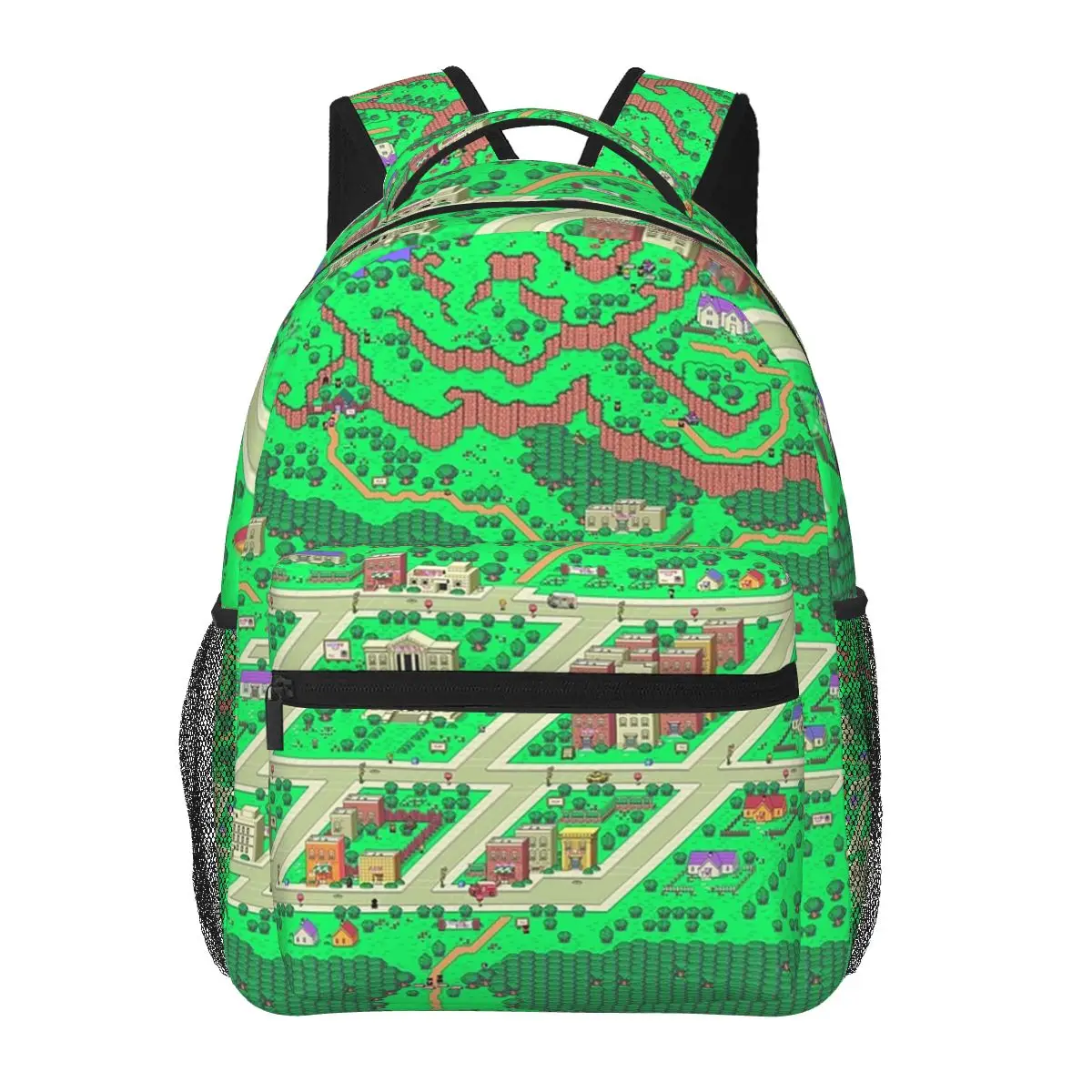 

Earthbound Onett Map Backpacks Boys Girls Bookbag Children School Bags Cartoon Laptop Rucksack Shoulder Bag Large Capacity