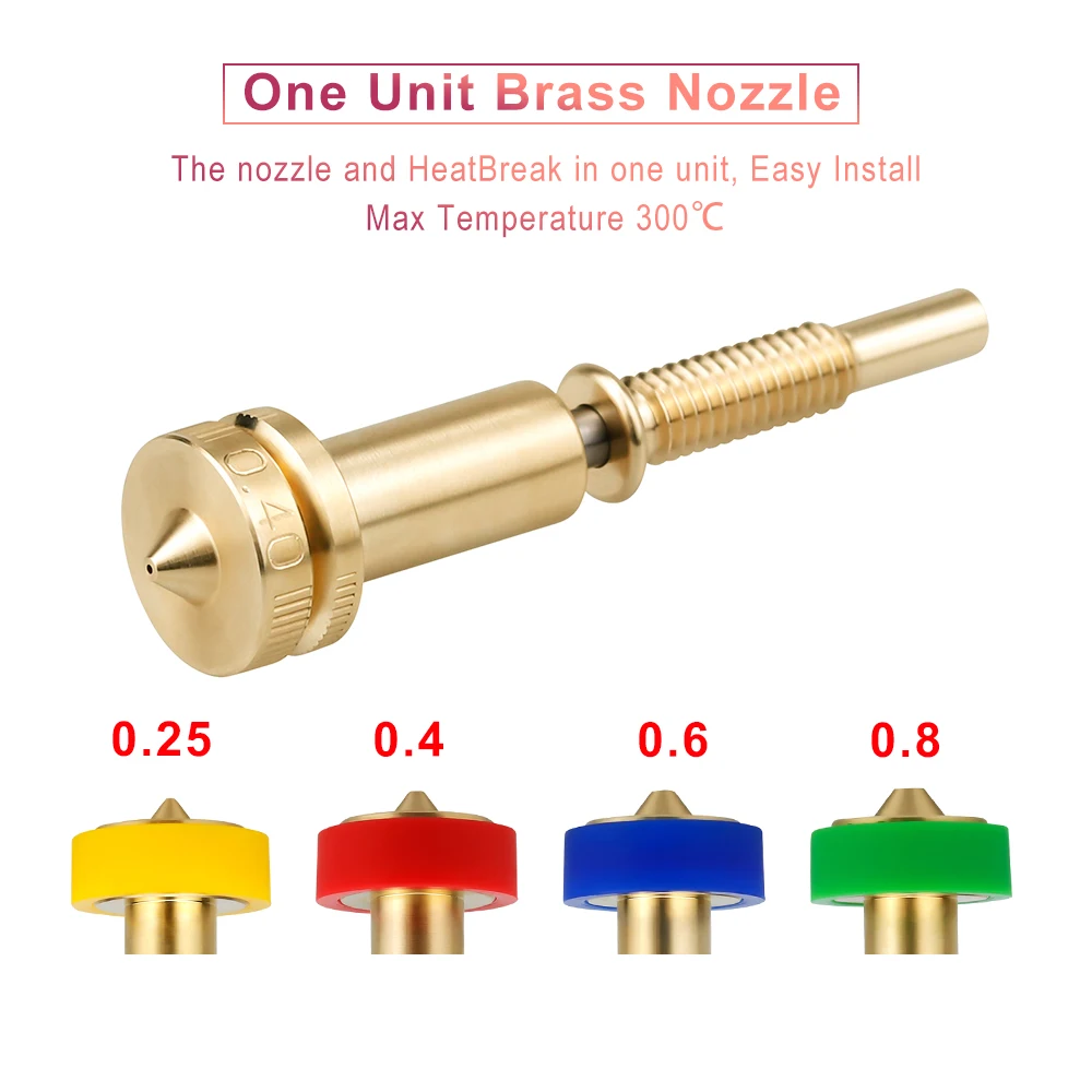 Clone Nozzle Alle-In-Een Bimetaal Nozzles 0.25/0.4/0.6/0.8Mm Heatbreak Messing Titanium voor Hotend Extruder