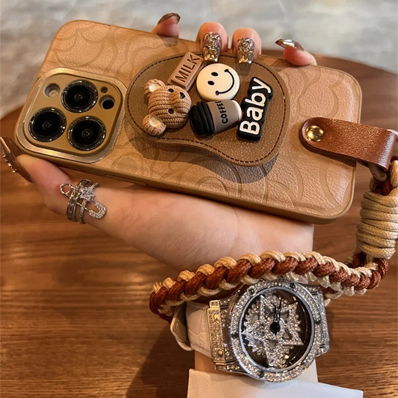 

Luxury Phone Case For IPhone17 Air 14 13 12 Pro Max 15Plus Fashion Silicone Cover for IPhone 16proMax 3D Protective Bracket Case