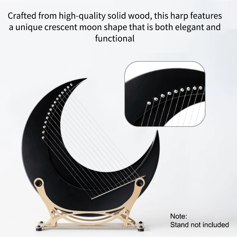 15-string Crescent Moon Type Lyre C Key Harp Portable Lyre Steel Wire Strings Mini Stringed Instrument