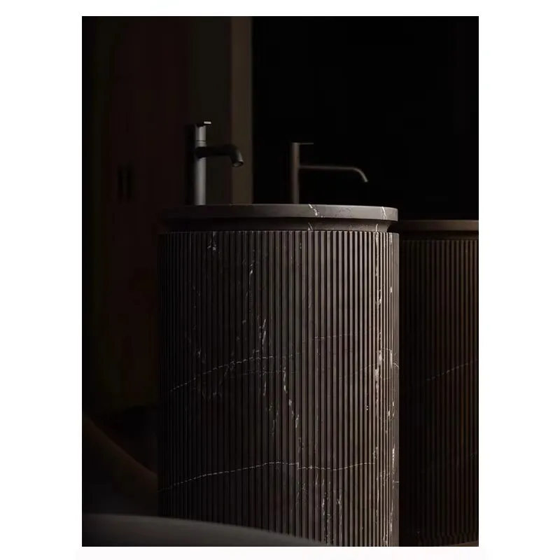 Pedestal Sink Stone Round Lavatory Basin Bathroom Sink Marble Farmhouse Washing Standing Vessel Hotel Courtyard Free Standing