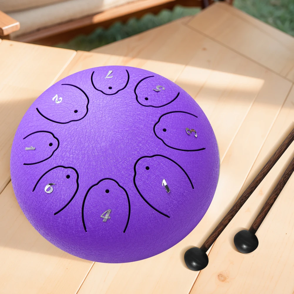 6 Inches 8 Notes Steel Tongue Drum Rain Chime Mini Handpan Drum for Yoga Meditation Unique Gift with Drumsticks Percussion/Bag