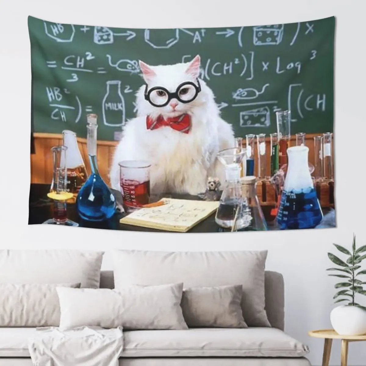 

Chemistry Cat Tapestry Christmas Decoration Wallpaper Bedroom Room Decoration Accessories Things To The Room Tapestry