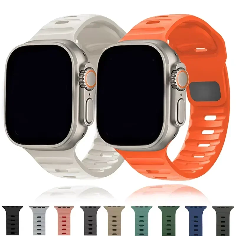 Silikon armband für Apple Uhren armband Ultra 2 49mm 45mm 40mm 44mm 42mm 46mm 41mm weiches Sport armband iwatch Serie 10 9 8 7 se 6 5