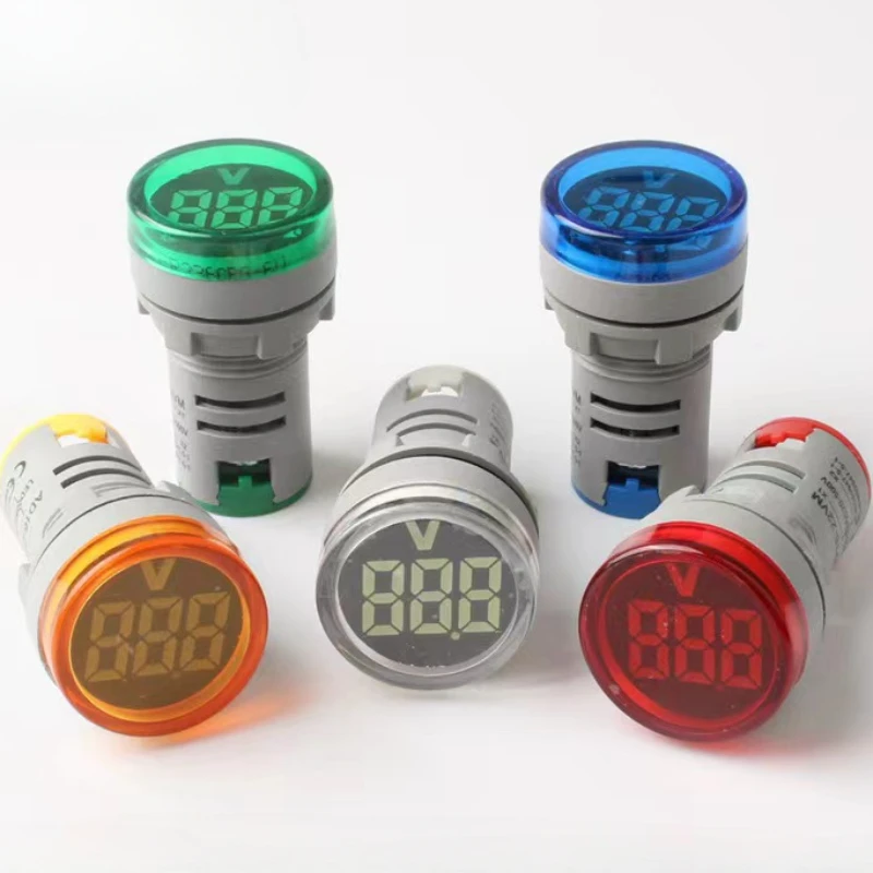 DIY Mini dijital voltmetre 22mm yuvarlak AC 12-500V Volt voltmetre metre monitör güç LED göstergesi Pilot lamba ışık ekran