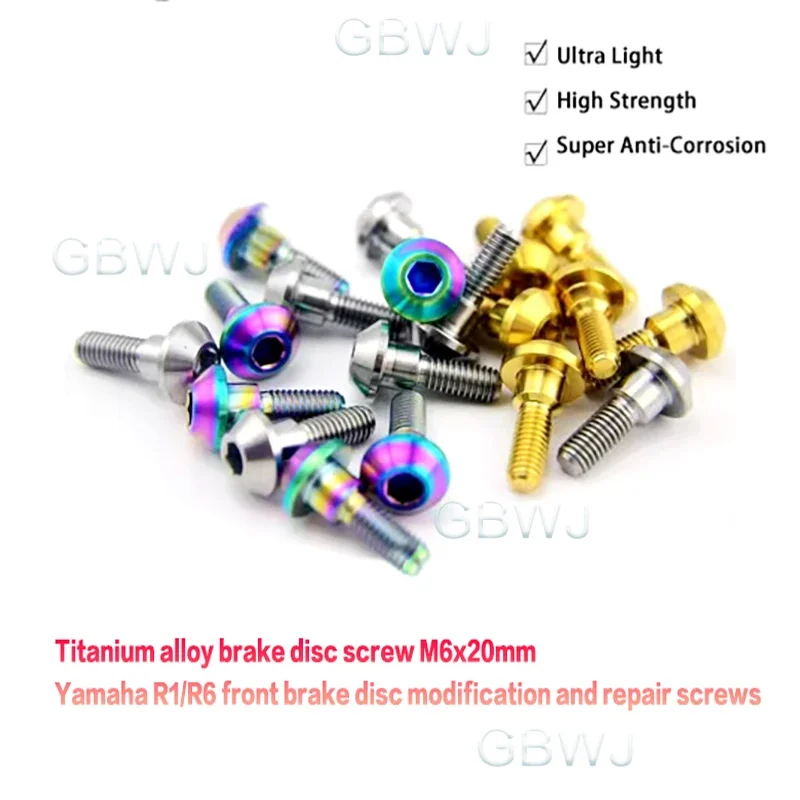 

Titanium Alloy Umbrella Head Screw M6 X 20 Mm Motorcycle Brake Disc Screws Hexagonal Umbrella Head Screw