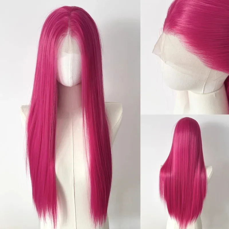 

Pink Lace Front Wig 13x4 Lace Frontal Wigs Long Straight High Temperature Resistant Fiber Synthetic Wig High Quality for Cosplay