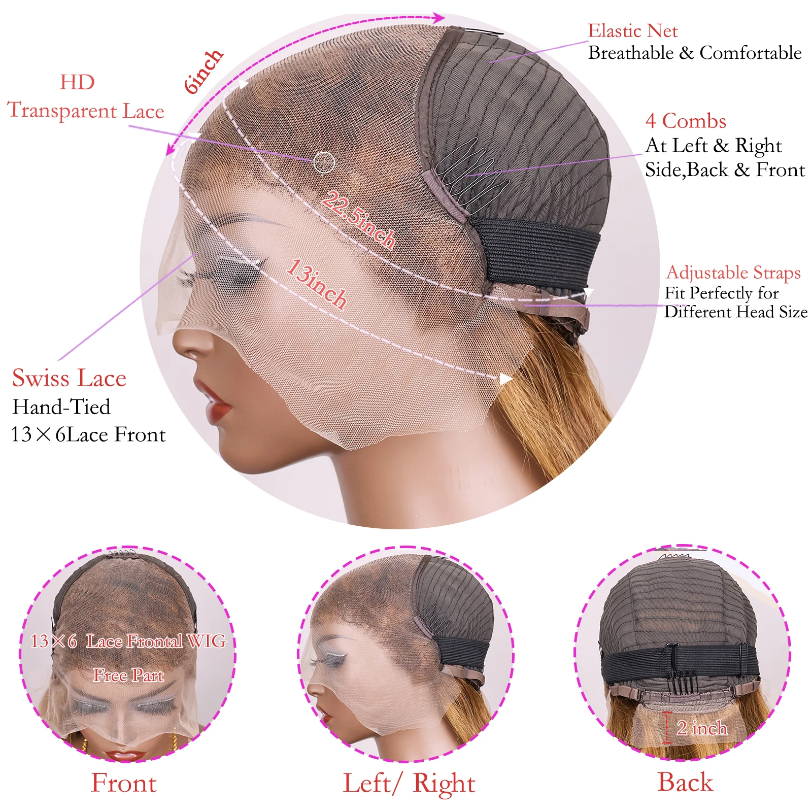 P4/27 Highlight Straight Human Hair Wig 13x6 Hd Lace Frontal Wig Pre Plucked Ombre Honey Blonde Brown Wig 100% Human Hair