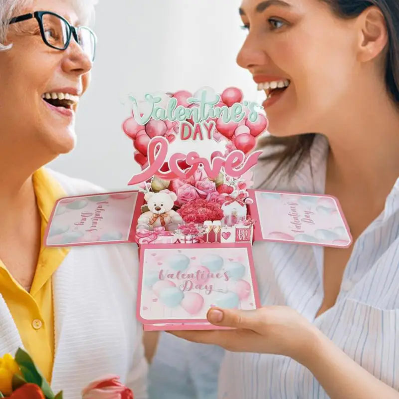 3D Valentines Cards Pop Up Happy Valentine Cards Romantic Couple Connection Cards Fun Valentine's Day Celebration Cards For