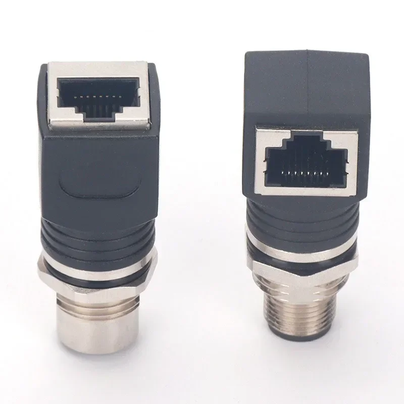 M12 D-type 4Pin to RJ45 Female Plug Adapter Waterproof IP67 Ethernet M12 D-code Male/Female to RJ45 Sensor Connector Industrial