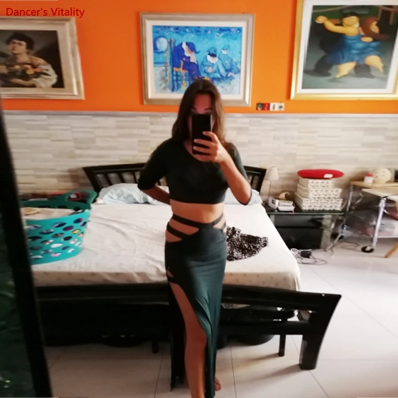 Ropa de danza del vientre para mujer y adulto, Top elegante de práctica, traje de falda larga de competición Sexy profesional, novedad