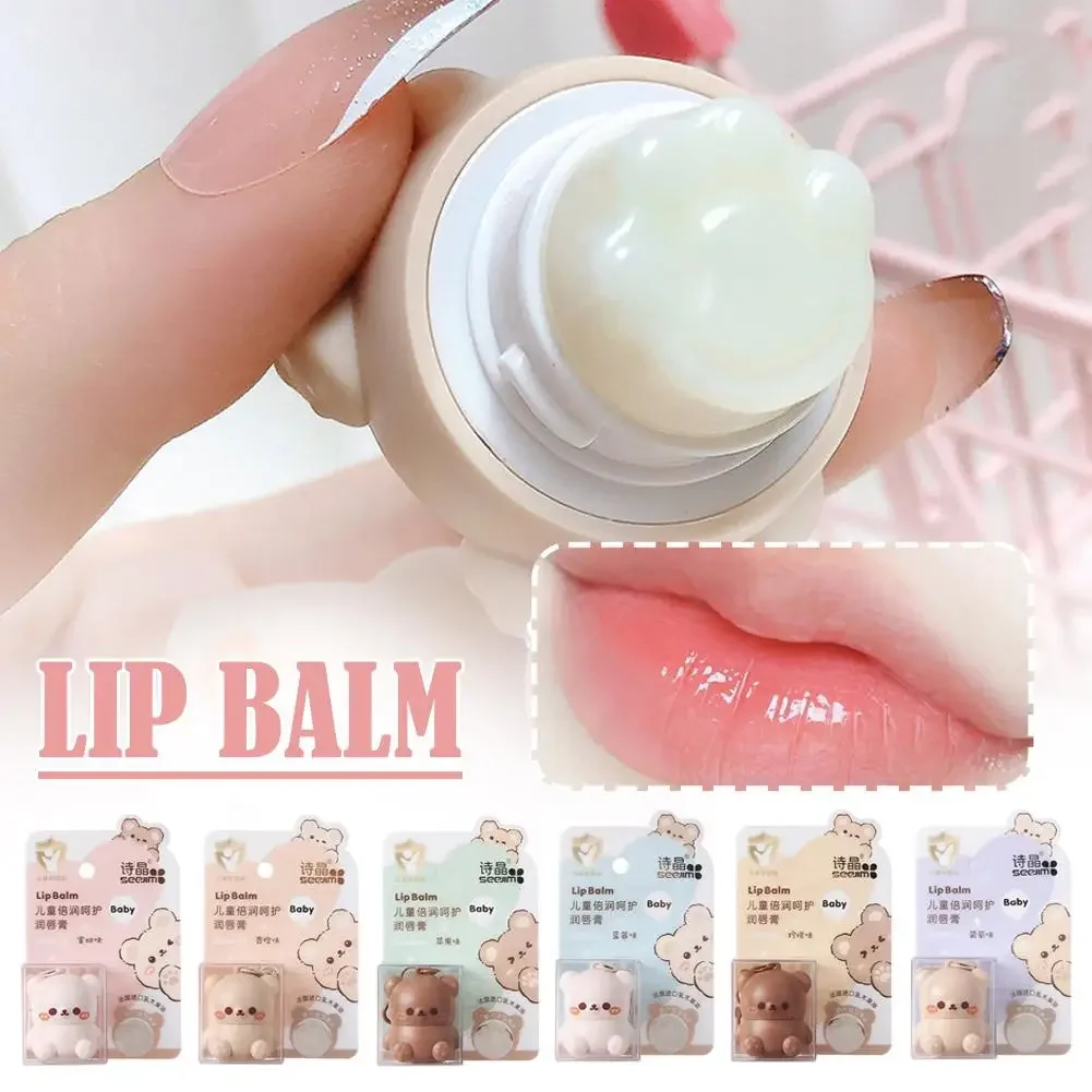 Cute Little Bear balsamo per le labbra per bambini idratante idratante Anti-Dry Crack Fade Lip Lines rossetto Baby disponibile cura delle labbra