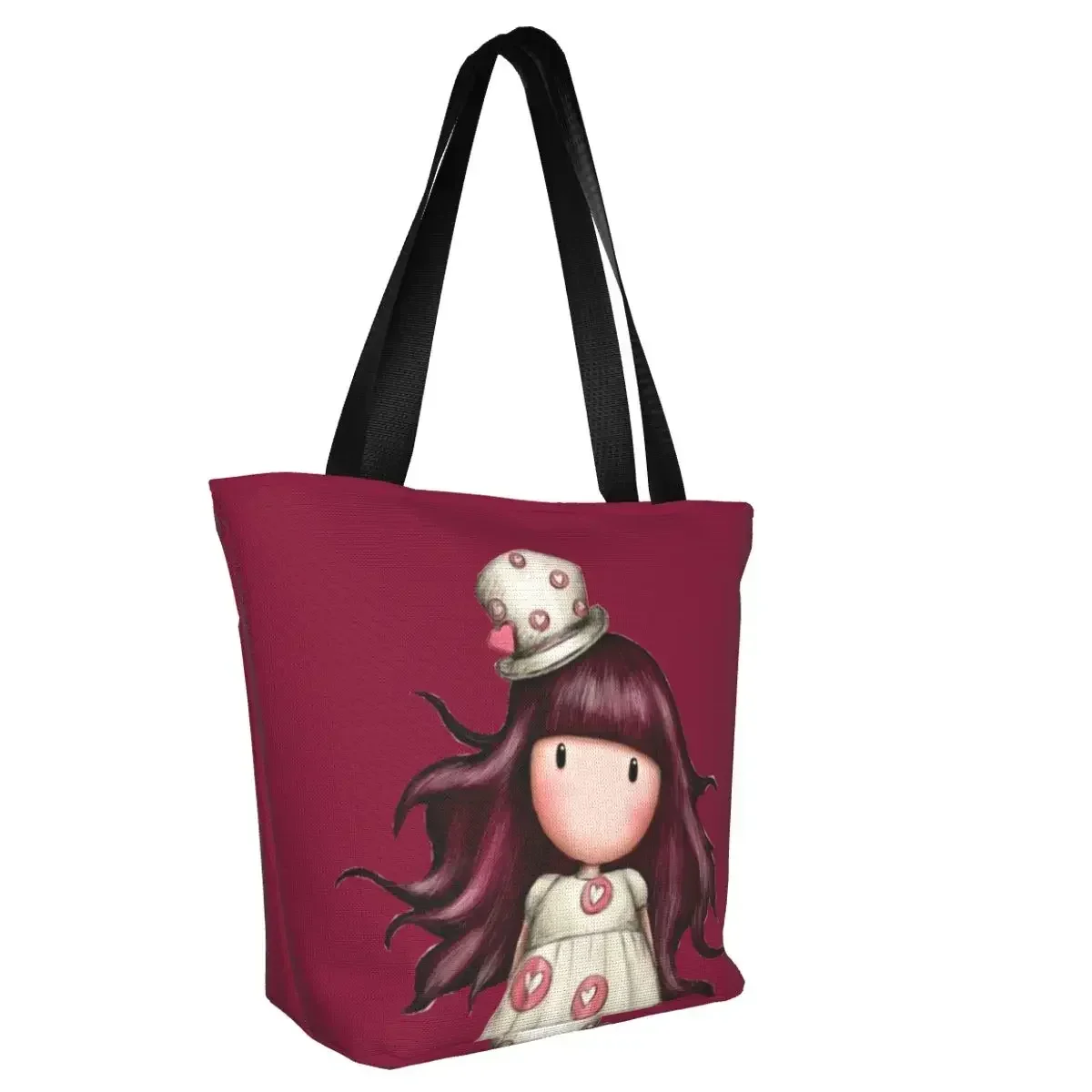 Gorjuss Santoro Grocery Tote Shopping Bags Women Cute Girl Cartoon Doll Canvas Shopper Shoulder Bag Big Capacity Handbag