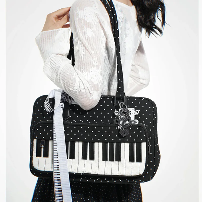 

Korean Polka Dot Handbag Creative Piano Fashion High-end Contrast Color Women Shoulder Bag Sweet Shoulder Crossbody Square Bag