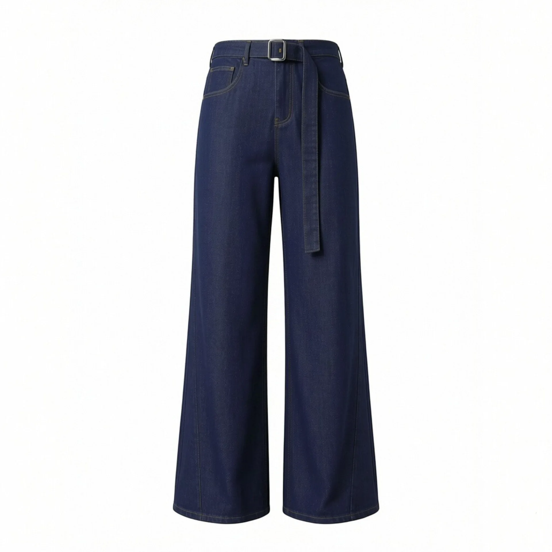 Withered 2026 Spring New European And American Style High Waist Wide Leg Jeans With Belt