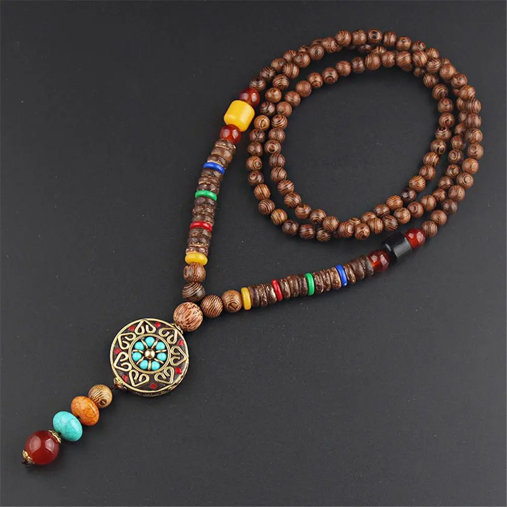 

Women Long Wooden Beaded Tassel Jewelry Handmade Necklace Pendant Chain