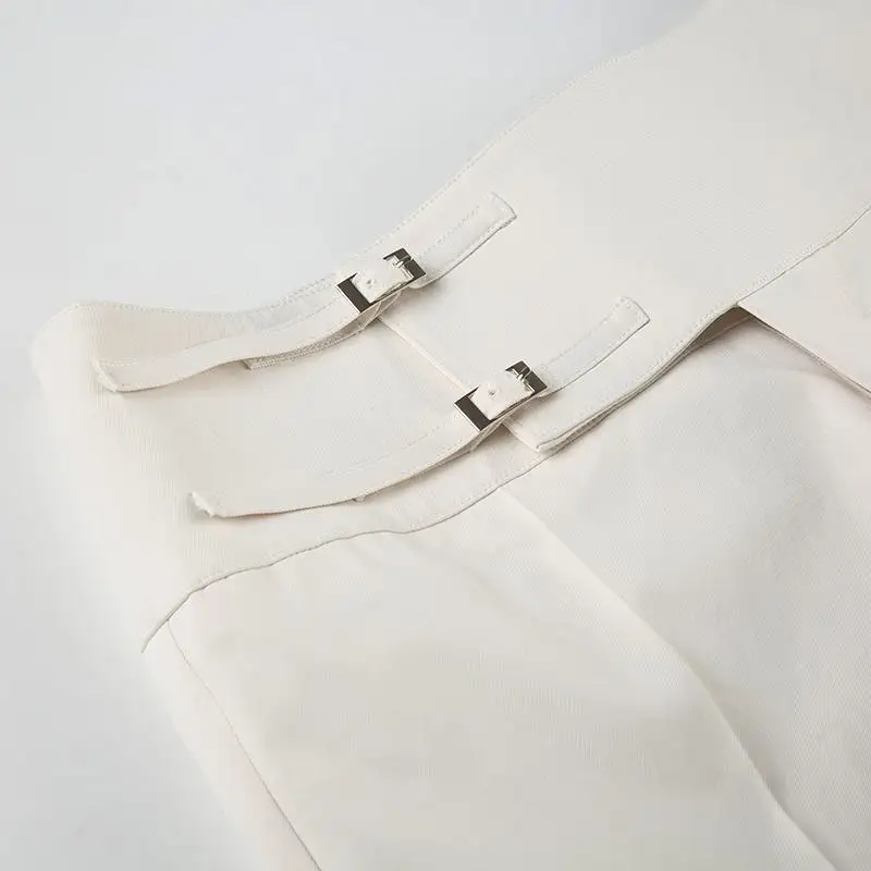 Pantaloni vintage Y2K coreani streetwear donna pantaloni beige larghi dritti a vita bassa bottoni pantaloni casual da donna basic anni 2000