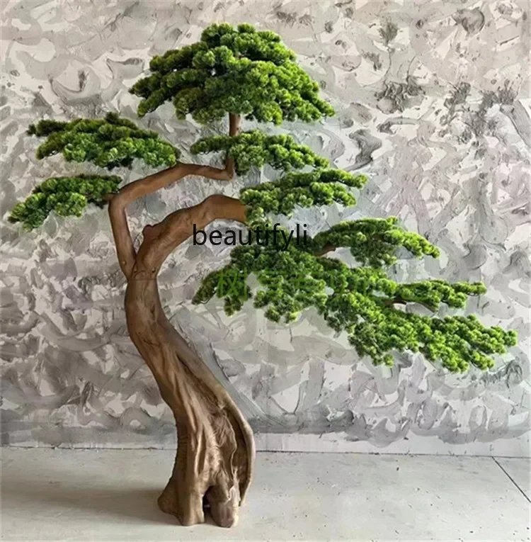 

YH1 Artificial Greeting Pine Fake Trees Large Shopping Mall Hotel Solid Wood Decoration Modeling Customization