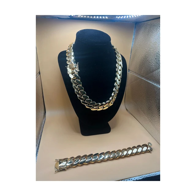 Cuban Link and Bracelet Set- 18k Gold Plated 7x-chunky Chain -big Bracelet - Gold -heavy - 800 Grams -perfect Gold