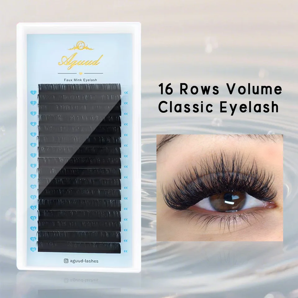 

AGUUD 16 Rows Individual Eyelash Extension Lashes 5-25mm Soft Faux Mink Eye Lashes Premium Russian Volume Eyelashes Supplies