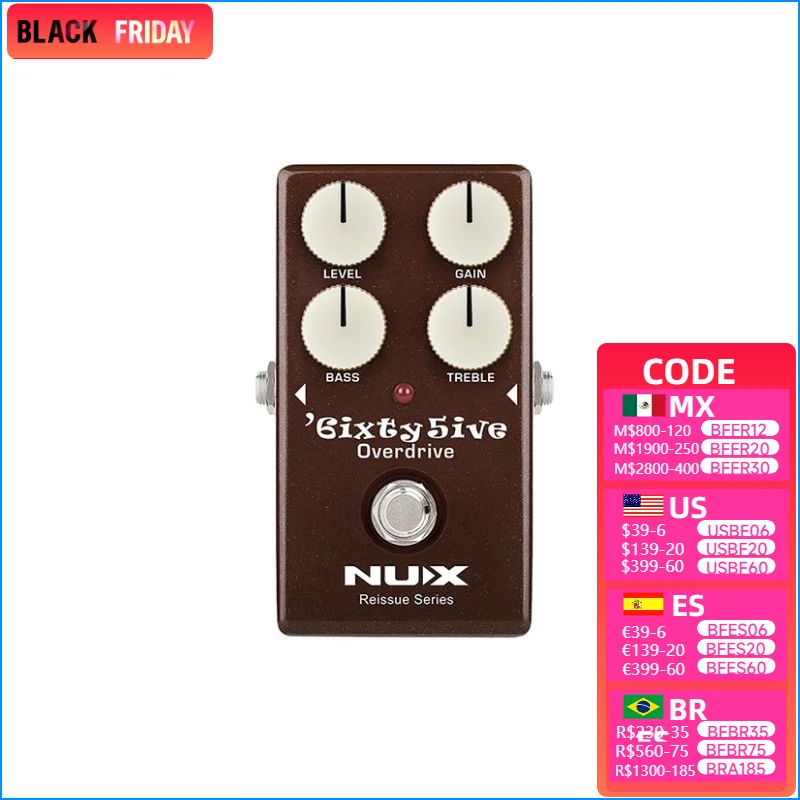 NUX 6ixty5ive Over Drive pedal overdrive Pedal Electric Guitar Effects Vintage Blackface Sound Guitar accessories