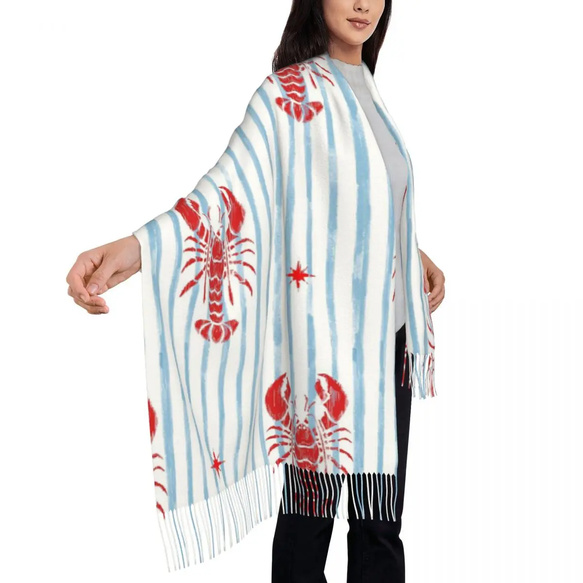 الصيف جراد البحر حزب على المشارب وشاح شرابة الأوشحة للنساء شالات دافئة لينة ويلتف كبير الخريف الشتاء شال التفاف